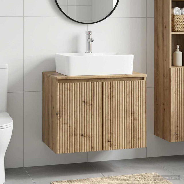 Vidaxl badkamermeubelset artisanaal eiken bewerkt hout