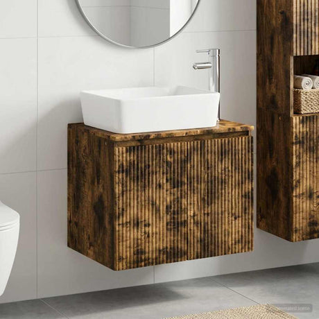 Vidaxl badkamermeubelset gerookt eiken bewerkt hout