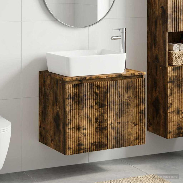 Vidaxl badkamermeubelset gerookt eiken bewerkt hout
