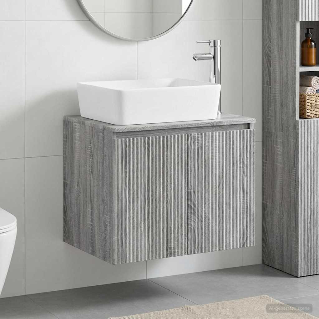 Vidaxl badkamermeubelset grijs sonoma bewerkt hout