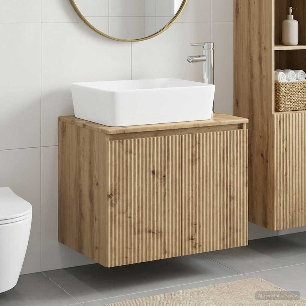 Vidaxl badkamermeubelset artisanaal eiken bewerkt hout