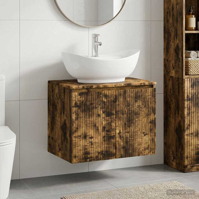Vidaxl badkamermeubelset gerookt eiken bewerkt hout