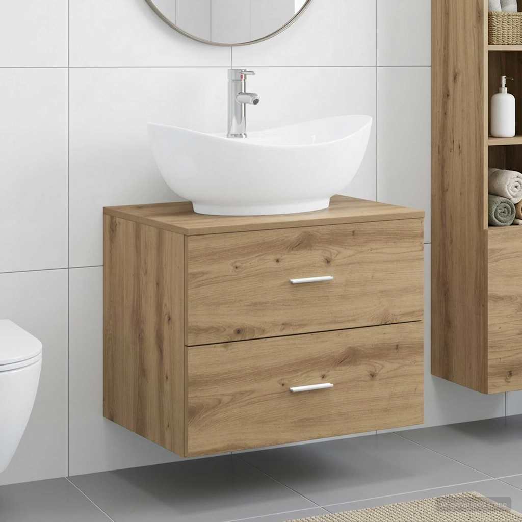 Vidaxl badkamermeubelset artisanaal eiken bewerkt hout