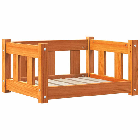 Vidaxl hondenbed 55 x 45 x 28 cm massief grenenhout wasbruin