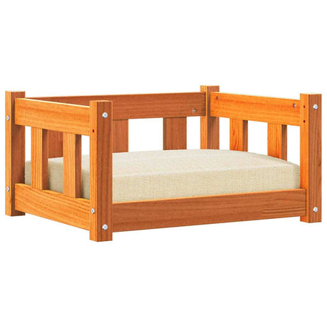 Vidaxl hondenbed 55 x 45 x 28 cm massief grenenhout wasbruin