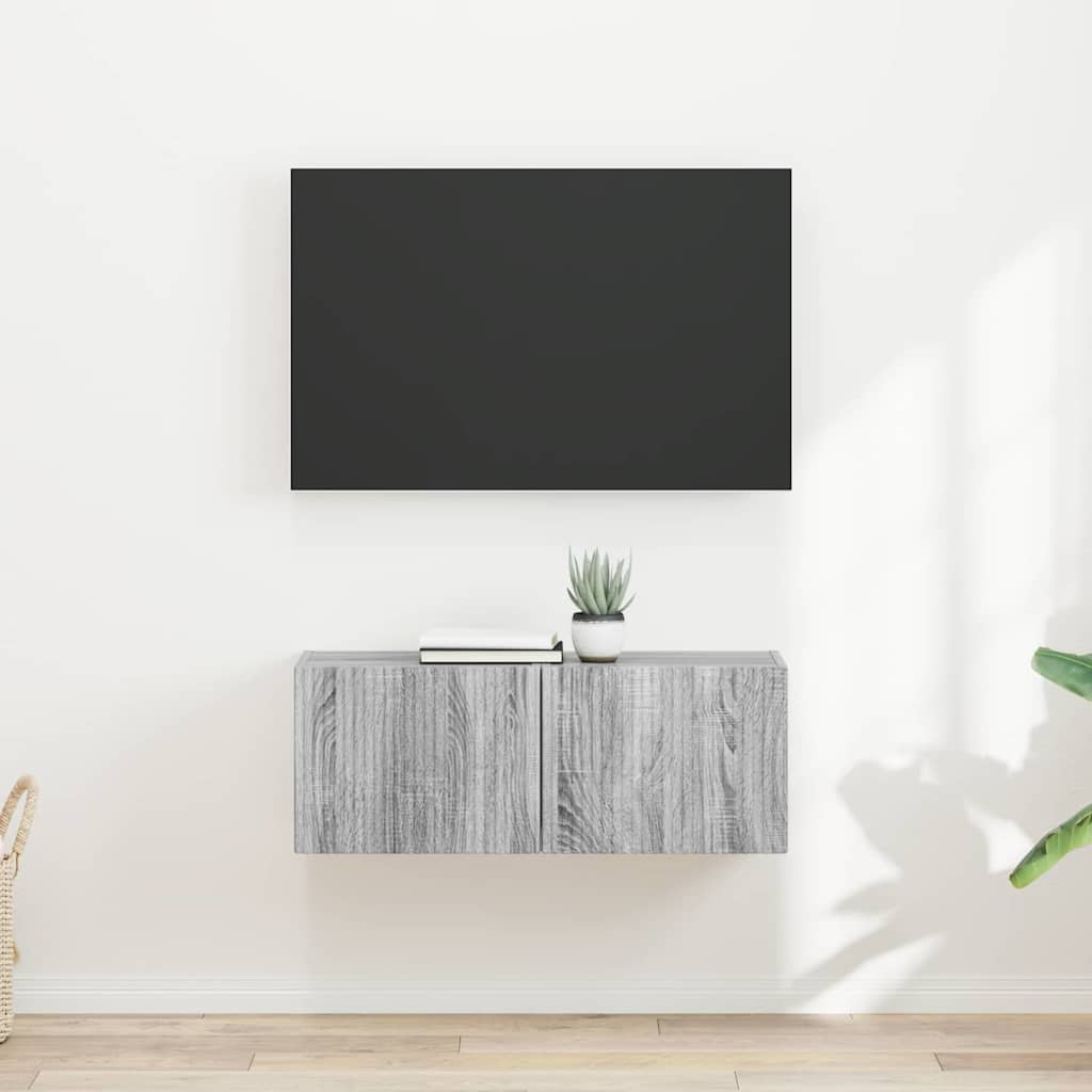 Vidaxl tv wandkast 2 st grijs sonoma bewerkt hout