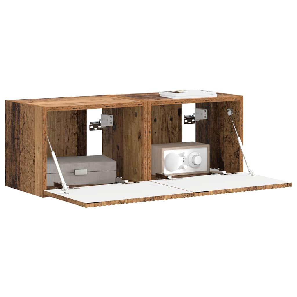 Vidaxl tv wandkast 2 st oud hout bewerkt hout