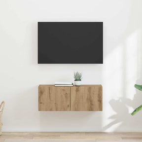 Vidaxl tv wandkast 2 st ambachtelijk eiken bewerkt hout