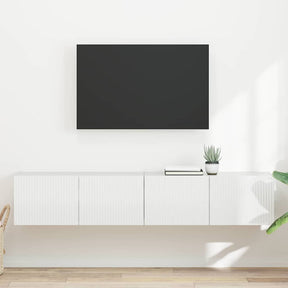 Vidaxl tv wandkast 2 st glanzend wit bewerkt hout