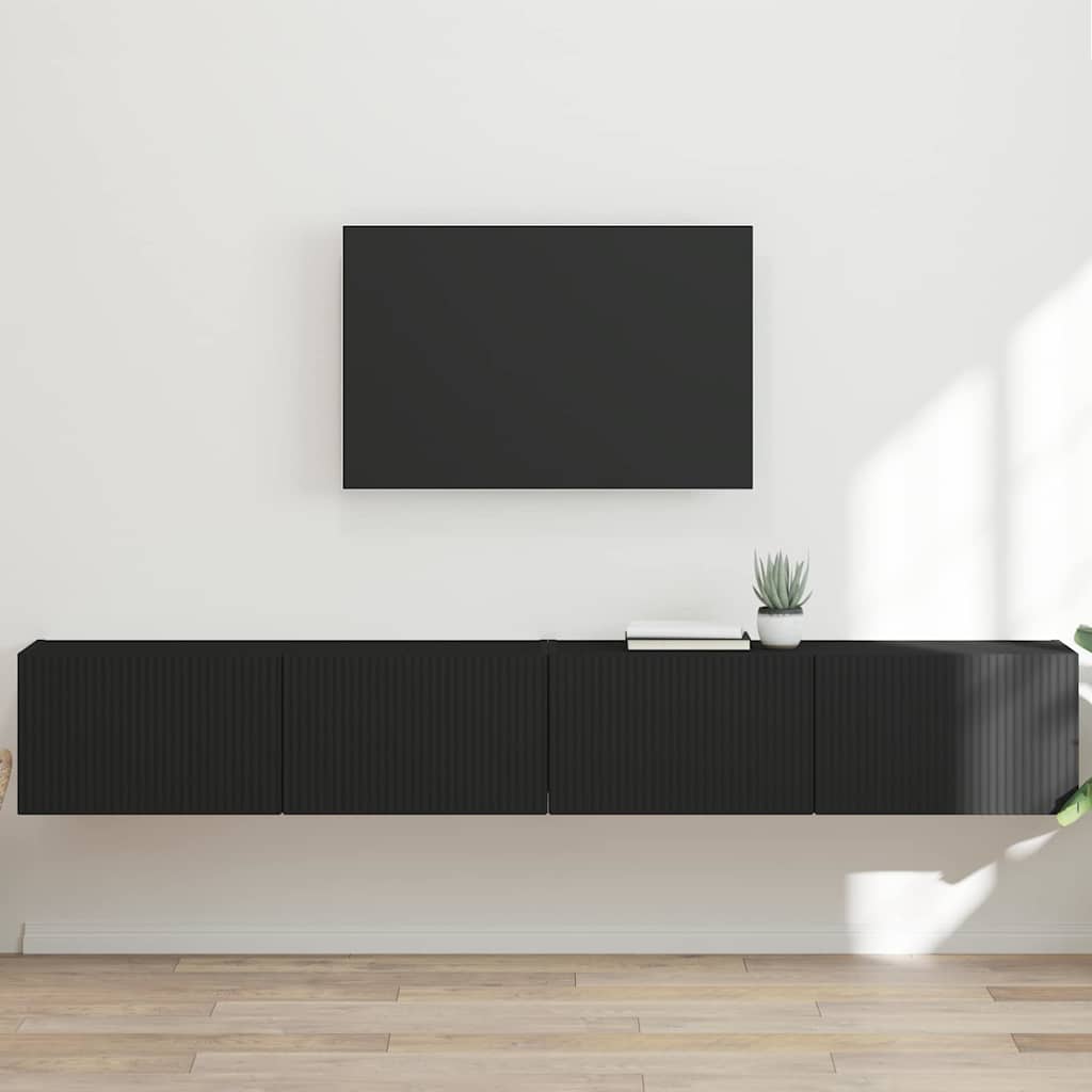 Vidaxl tv wandkast 2 st zwart bewerkt hout