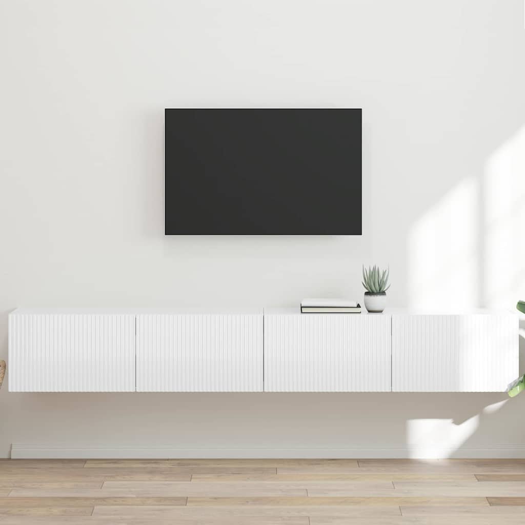 Vidaxl tv wandkast 2 st glanzend wit bewerkt hout