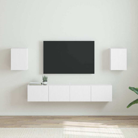 Vidaxl tv wandkast 2 st wit bewerkt hout