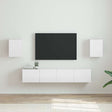 Vidaxl tv wandkast 2 st glanzend wit bewerkt hout