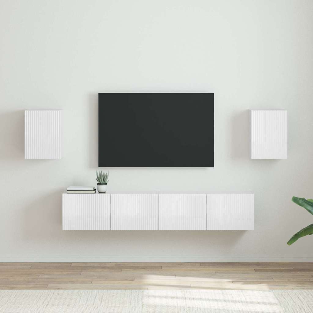 Vidaxl tv wandkast 2 st glanzend wit bewerkt hout