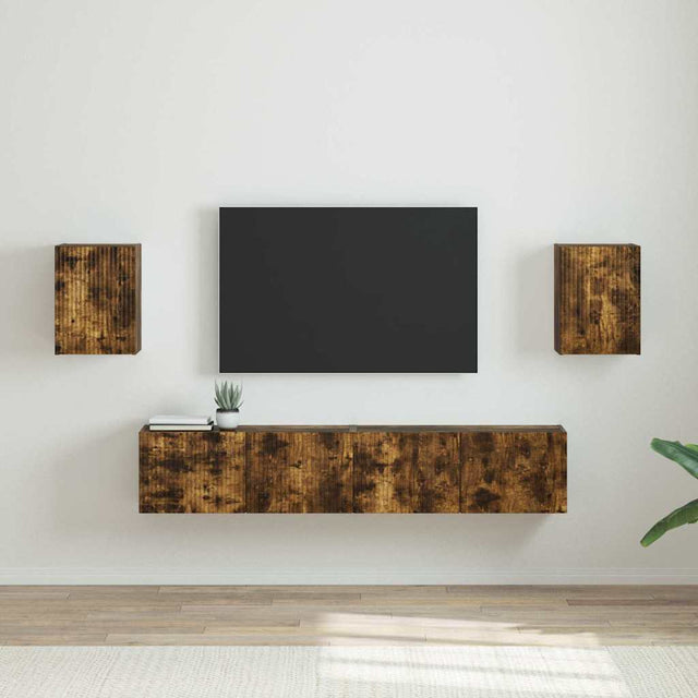 Vidaxl tv wandkast 2 st gerookt eiken bewerkt hout