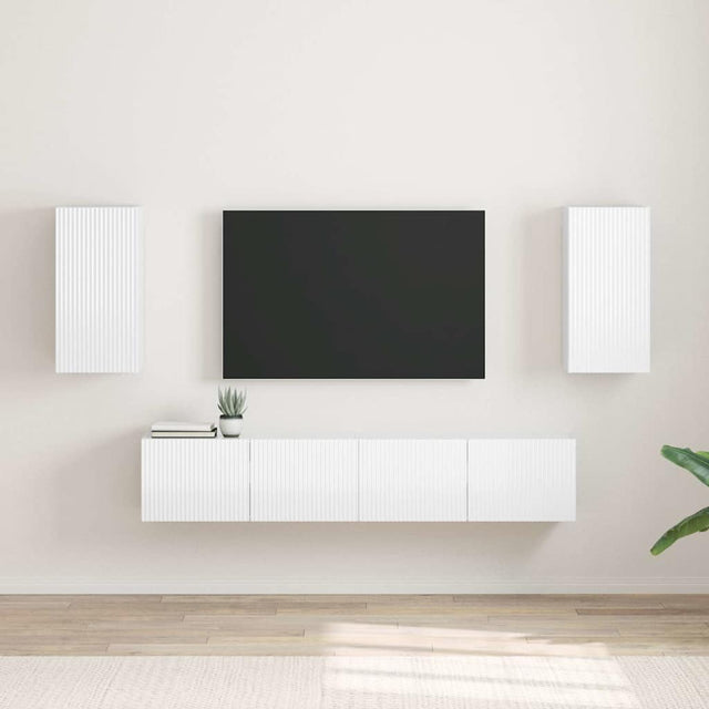 Vidaxl tv wandkast 2 st glanzend wit bewerkt hout