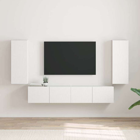 Vidaxl tv wandkast 2 st wit bewerkt hout
