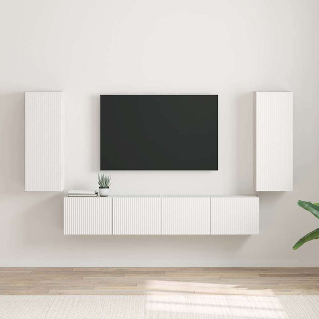 Vidaxl tv wandkast 2 st wit bewerkt hout
