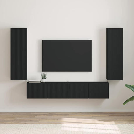 Vidaxl tv wandkast 2 st zwart bewerkt hout