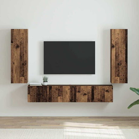 Vidaxl tv wandkast 2 st oud hout bewerkt hout
