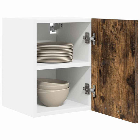 Vidaxl hangkast 2 st gerookte eik en wit bewerkt hout