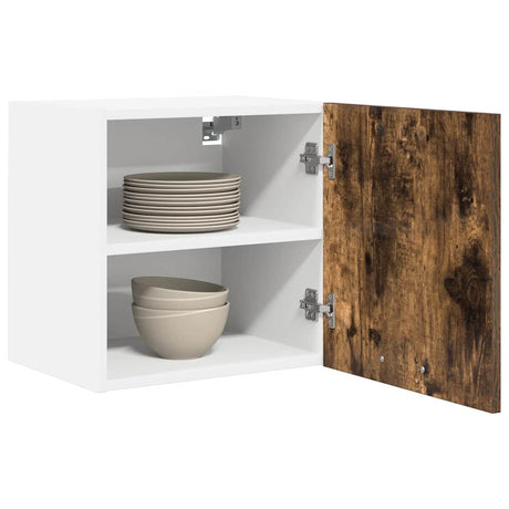 Vidaxl hangkast gerookte eik en wit 40 x 31 x 40 cm bewerkt hout