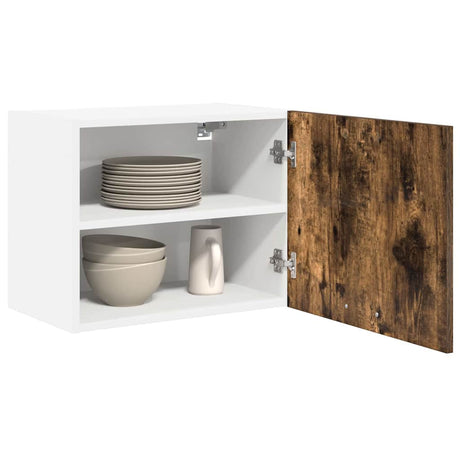 Vidaxl hangkast 2 st gerookte eik en wit bewerkt hout