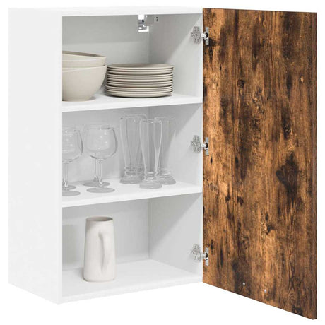 Vidaxl hangkast gerookte eik en wit 50 x 31 x 80 cm bewerkt hout