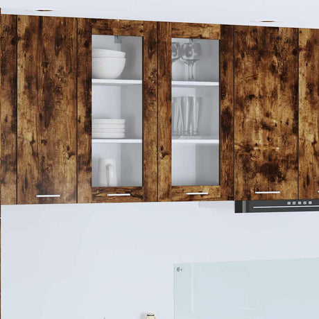 Vidaxl hangkast 2 st gerookt eiken bewerkt hout
