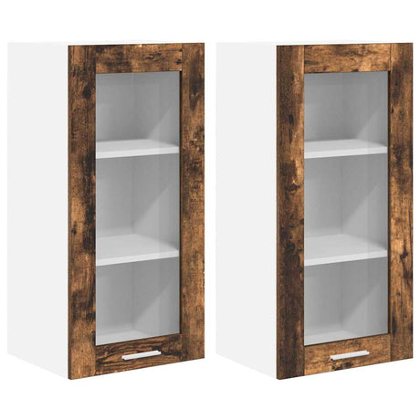 Vidaxl hangkast 2 st gerookt eiken bewerkt hout
