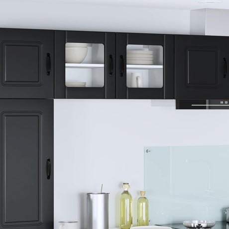 Vidaxl wandglas cabinet lucca 2 st zwart bewerkt hout