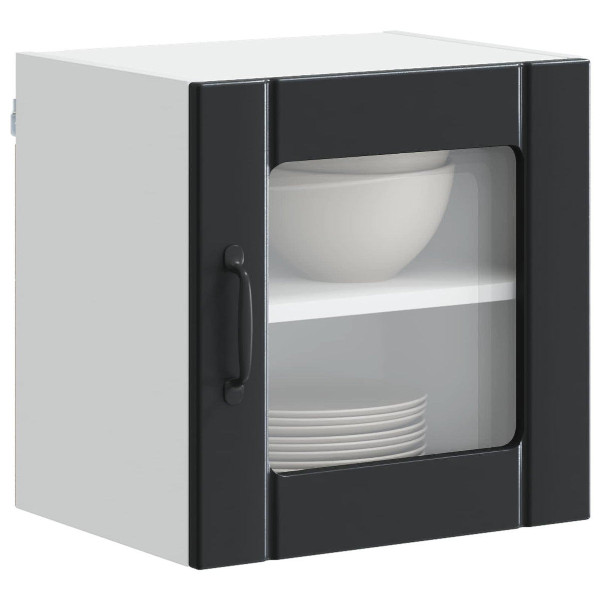 Vidaxl wandglas cabinet lucca 2 st zwart bewerkt hout