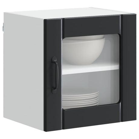 Vidaxl wandglas cabinet lucca 2 st zwart bewerkt hout