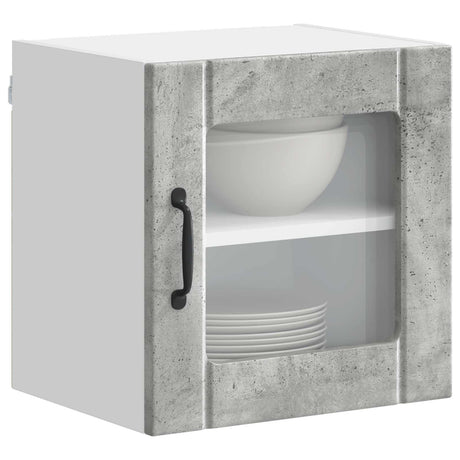 Vidaxl wandglas cabinet lucca betongrijs 40 x 31 x 40 cm bewerkt hout