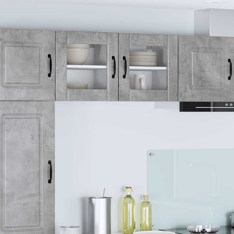 Vidaxl wandglas cabinet lucca 2 st betongrijs bewerkt hout