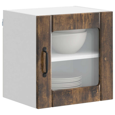 Vidaxl wandglas cabinet lucca 2 st gerookt eiken bewerkt hout