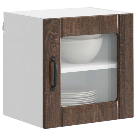 Vidaxl wandglas cabinet lucca bruin eiken 40 x 31 x 40 cm bewerkt hout