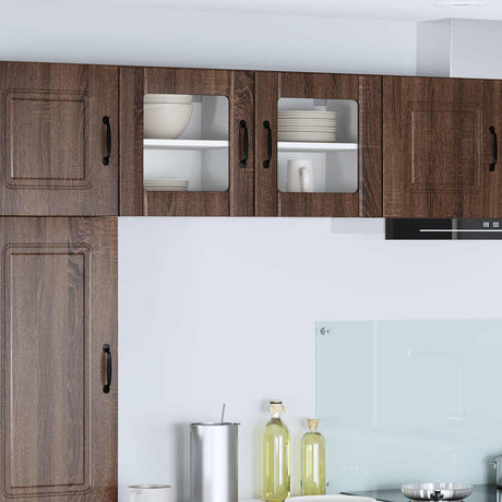 Vidaxl wandglas cabinet lucca 2 st bruin eiken bewerkt hout