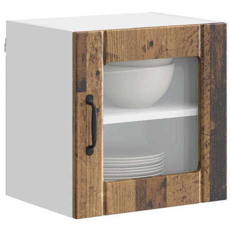 Vidaxl wandglas cabinet lucca oud hout 40 x 31 x 40 cm bewerkt hout