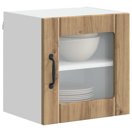 Vidaxl wandglas cabinet lucca 2 st artisanaal eiken bewerkt hout