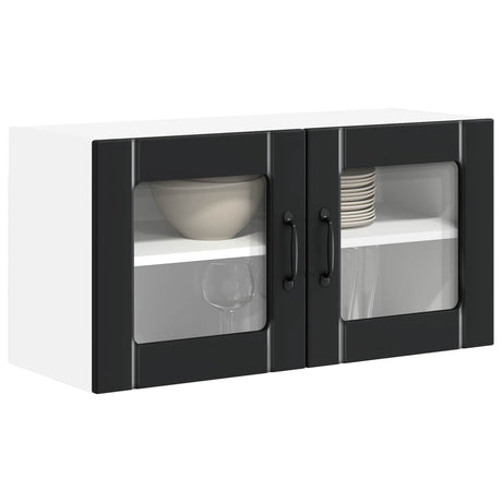 Vidaxl wandglas cabinet lucca zwart 80 x 31 x 40 cm bewerkt hout