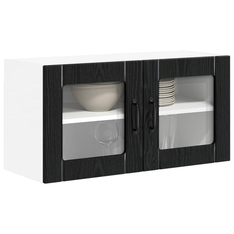 Vidaxl wandglas cabinet lucca zwart eiken 80 x 31 x 40 cm bewerkt hout