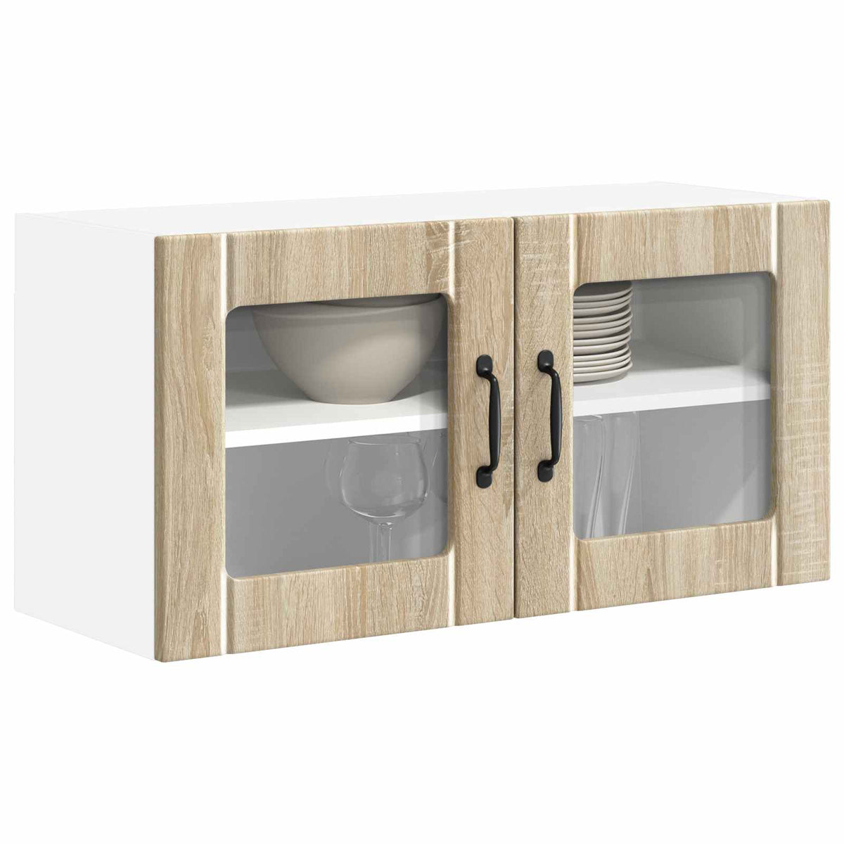 Vidaxl wandglas cabinet lucca sonoma eiken 80 x 31 x 40 cm