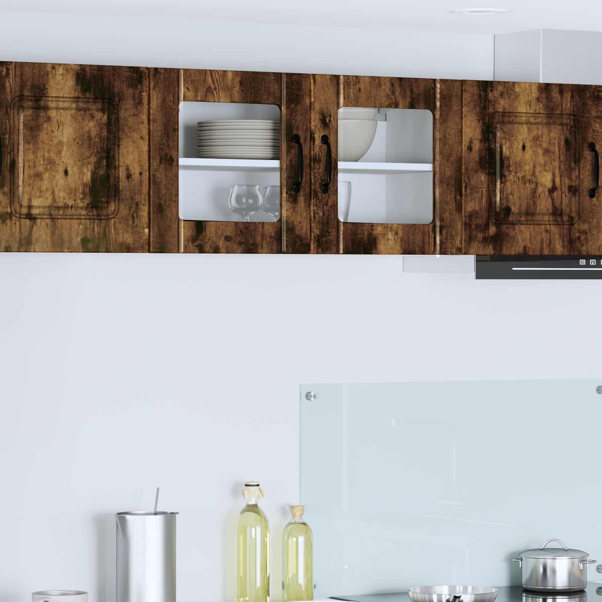 Vidaxl wandglas cabinet lucca gerookt eiken 80 x 31 x 40 cm