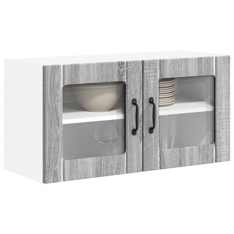 Vidaxl wandglas cabinet lucca grijs sonoma 80 x 31 x 40 cm