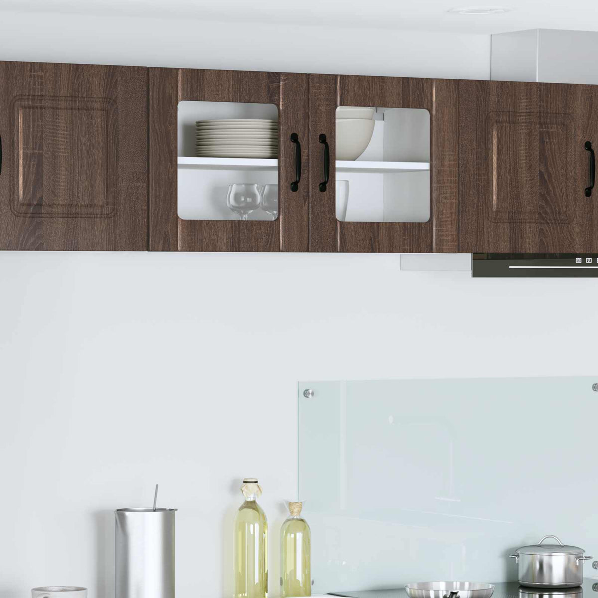 Vidaxl wandglas cabinet lucca bruin eiken 80 x 31 x 40 cm bewerkt hout
