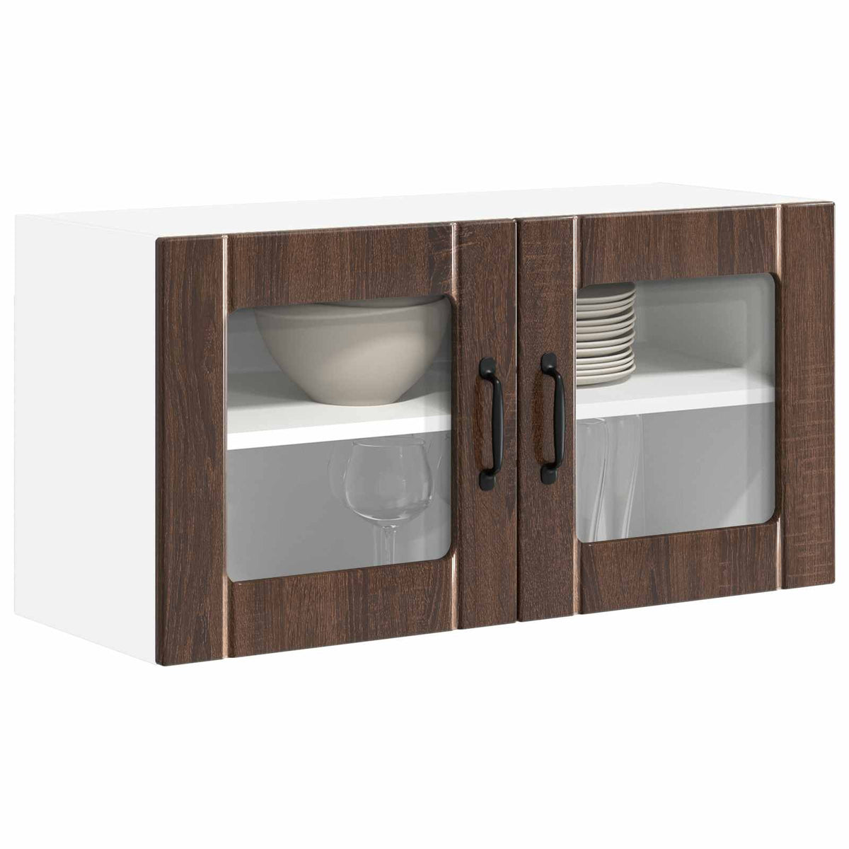 Vidaxl wandglas cabinet lucca bruin eiken 80 x 31 x 40 cm bewerkt hout