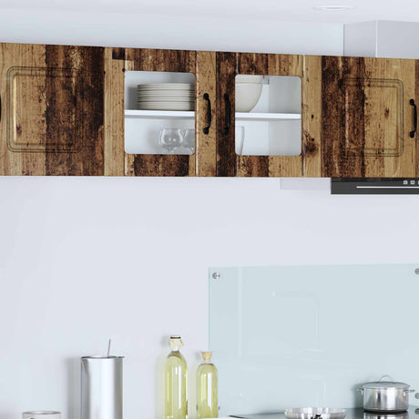 Vidaxl wandglas cabinet lucca oud hout 80 x 31 x 40 cm bewerkt hout