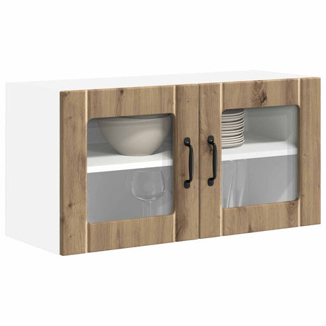 Vidaxl wandglas cabinet lucca artisanaal eiken 80 x 31 x 40 cm