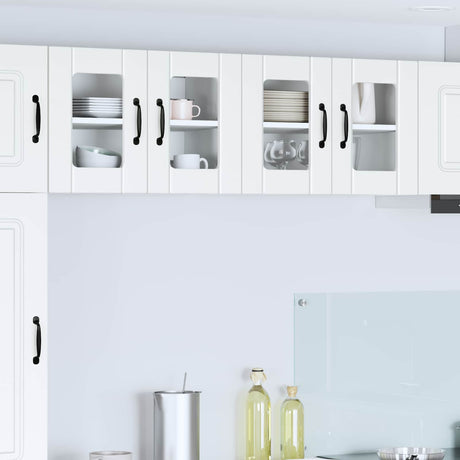 Vidaxl wandglas cabinet lucca 2 st wit bewerkt hout
